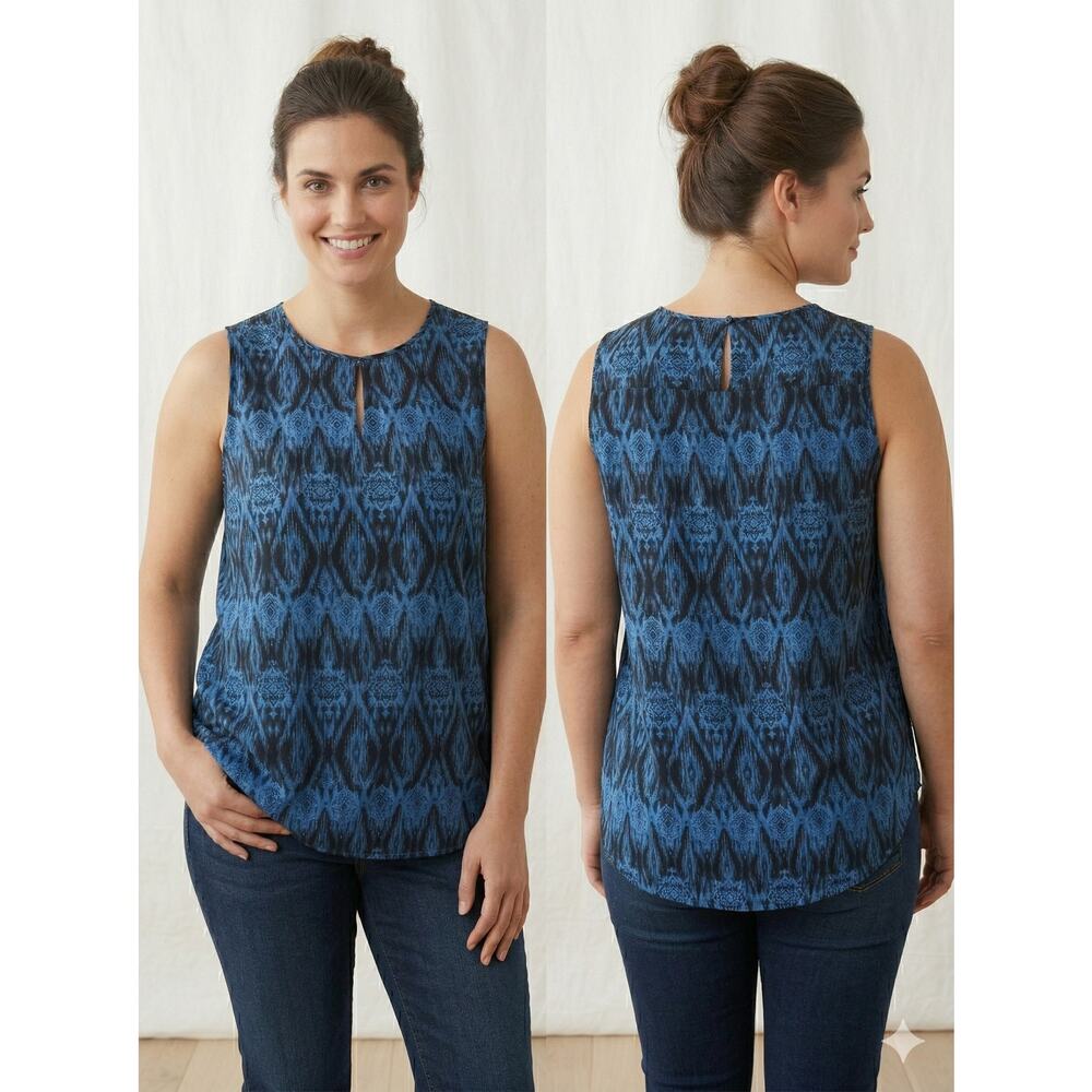Cato Est 1946 14/16W Blue Black Pattern Sleeveless Blouse Polyester - Picture 10 of 11